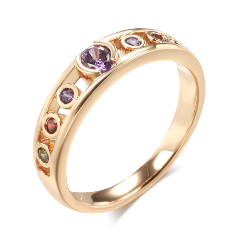 

Многоцветные кольца с цирконом для женщин, ювелирные изделия из розового золота цвета Кинель изящные 9