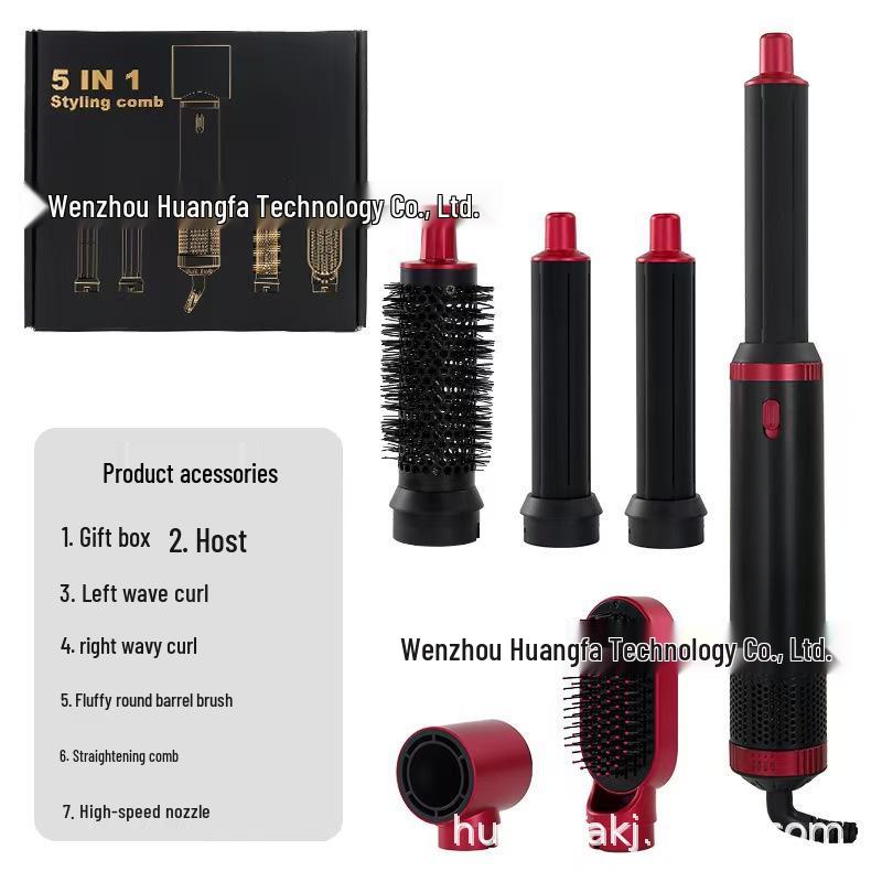 Cross-Border 5-in-1 Hair Styling Tool: Curling Iron, Straightener & Negative Ion Blow Comb