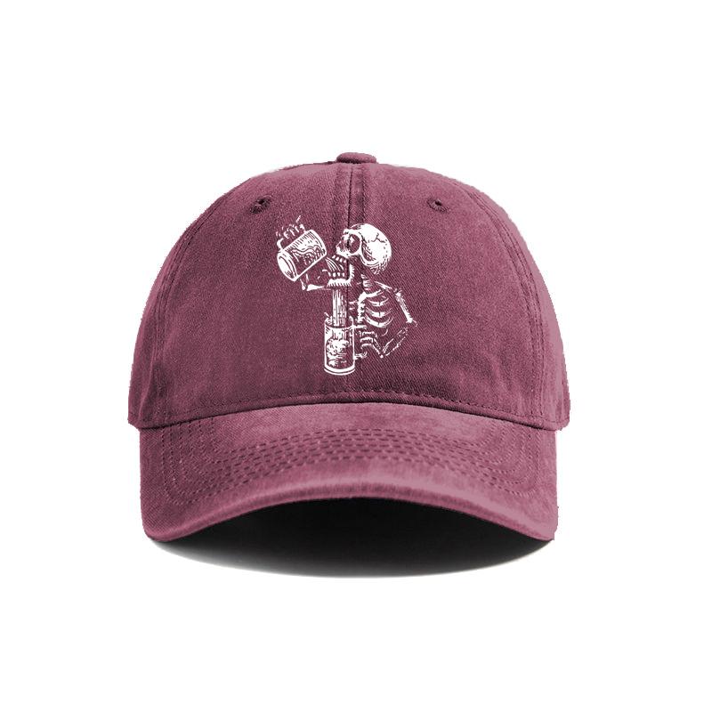 Distresseded Hats Cap Men Vintage Outdoor Use Summer Adjustable Fun Drunk Baseball Caps Washed Hat Drunk Skull Cap