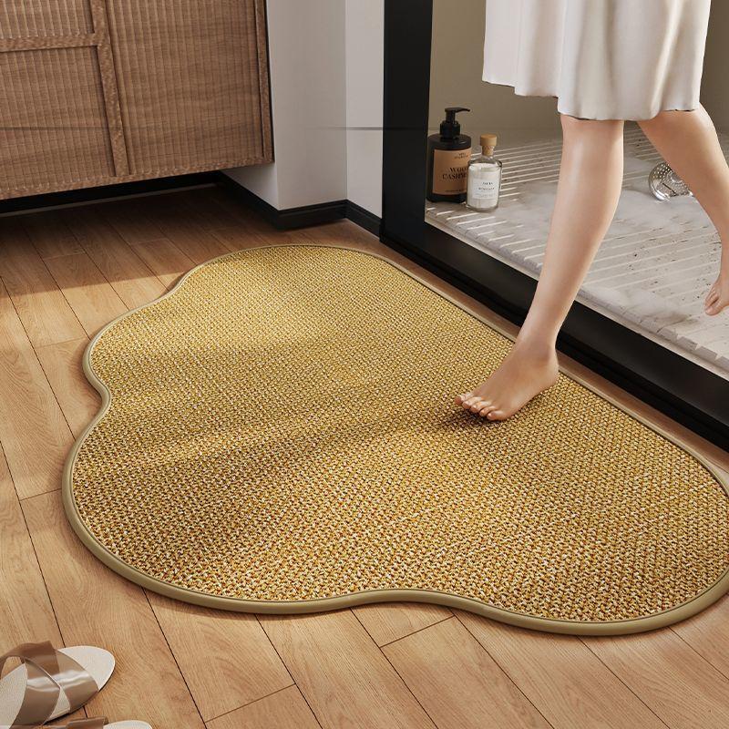 Faux Linen Door Mats Entrance Doormat Rubber Bottom Non Slip Water Absorbent Bathroom Carpet Cloud Shape Rugs Hallway Floor Mats