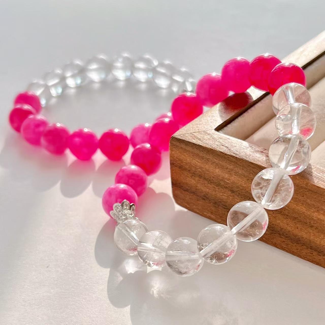 Vintage Ruby Quartzite Natural White Crystal Bracelet Bracelet