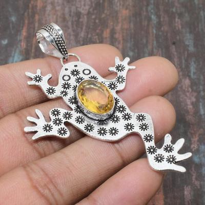 Citrine Gemstone Handmade Solid 925 Sterling Silver Jewelry Pendant For Thanksgiving