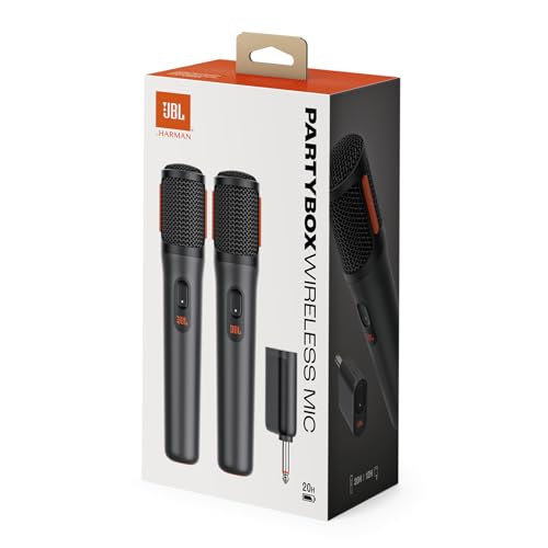 JBL PartyBox Wireless Mic Set of 2/2.4GHz Wireless Digital/Unidirectional Dynamic Microphone/Effective Distance Up to 30m/Black JBLPBWIRELESSMIC