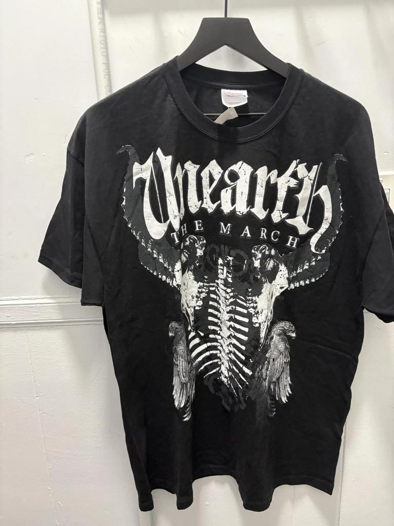 Unearth The March Shirt Mens XL Black Skull Graphic Metal Band Hanes Tee