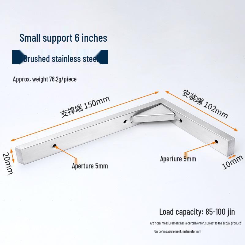 Stainless Steel Wall-Mounted Triangle Shelf Bracket for Marble Basin Support