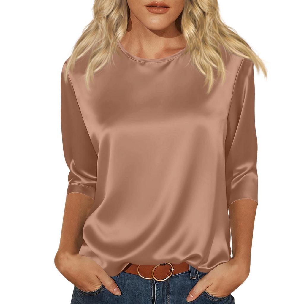 Kadınlar İçin Şık 3/4 Uzun Kollu Gömlekler İş Günlük Kıyafet Üstleri