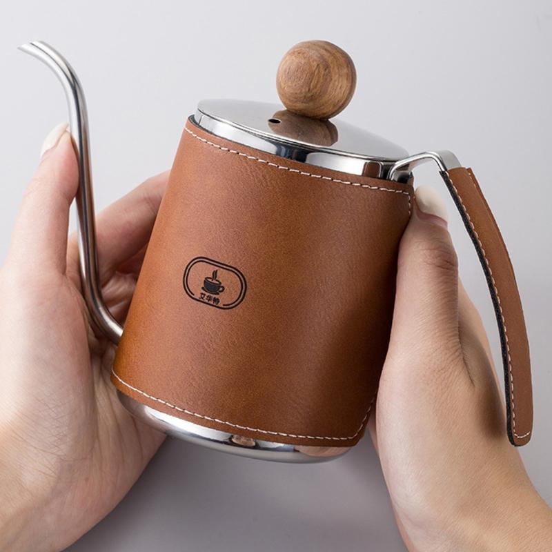 304 Edelstahl Kaffeekanne Praktische Braune Schwanenhalskanne Für Ein Glattes Kaffee-Aufgießerlebnis