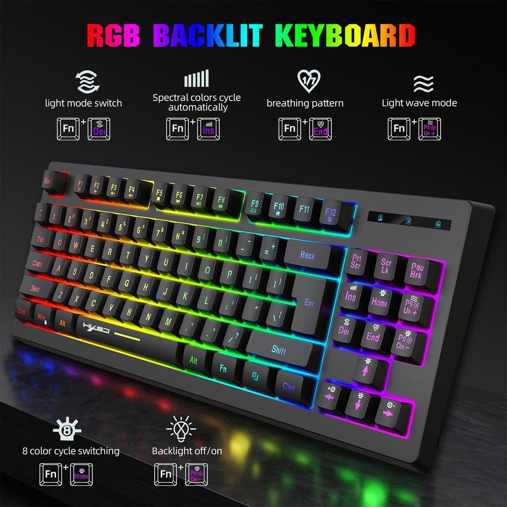 87Keys 2.4G Wireless Mechanical Keyboard RGB Backlight L100 Gaming Keyboard, Membrane Keyboard for Office Notebook Home Girl Boy