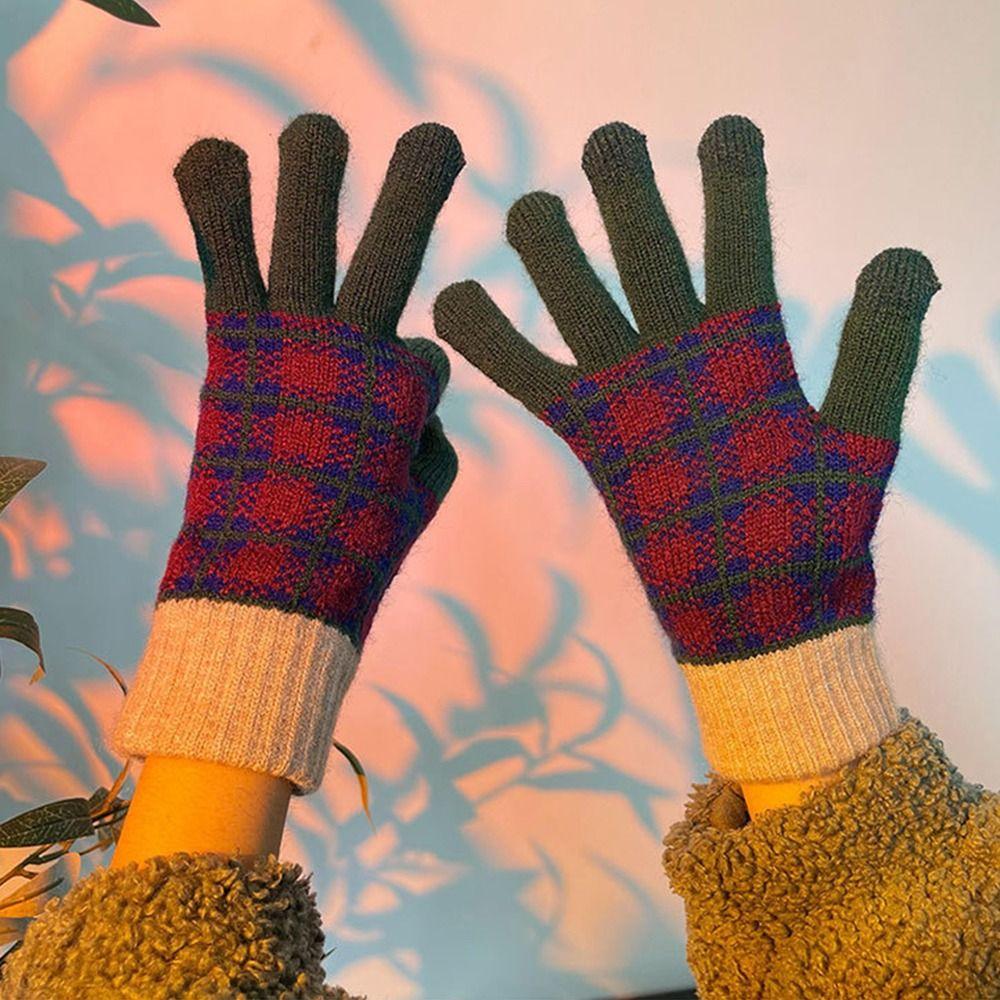 Knitting Warm Gloves Elastic All Finger Gloves Fashion Knitted Mittens  for Outdoor Cycling Driving