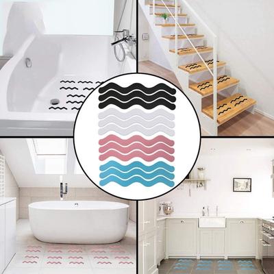 24pcs/Package Long Strip Anti-slip Stickers Transparent Wavy Bath Tape Sticker Mats Stickers Waterproof Floor Safety Strips Home