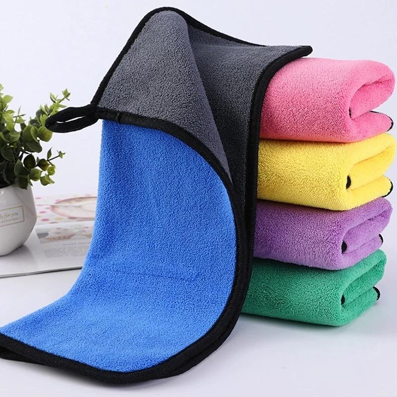 2 buc. Prosop de curățare din microfibră Îngroșați cârpă moale pentru uscare Prosoape pentru spălat auto, cârpe cu două straturi 30cmx30cm 30x40cm 30x60cm