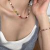 Fashionable Colorful Beads Natural Pearls Necklace Bracelet for Women Retro Gold Chain Jewelry Special Gifts Wear