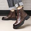Winter Leder Herren Martin Stiefel Herren Braun Werkzeugstil Samt Warm Lässig Herren Stiefel High-Top Herren Schuhe Trend
