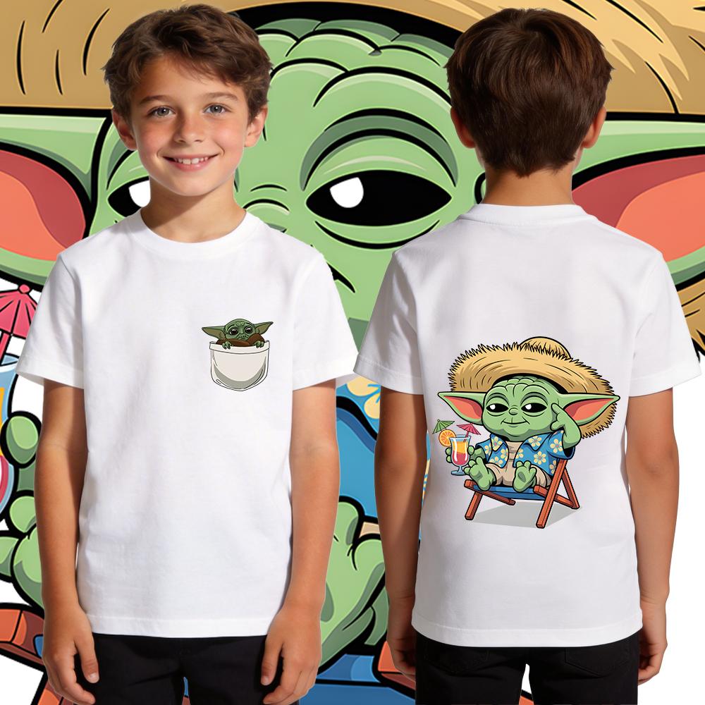 Kids Boys Yoda Graphic T Shirt Cotton Casual Soft Breathable Star Wars Child Clothing Summer Top Toddler Tee
