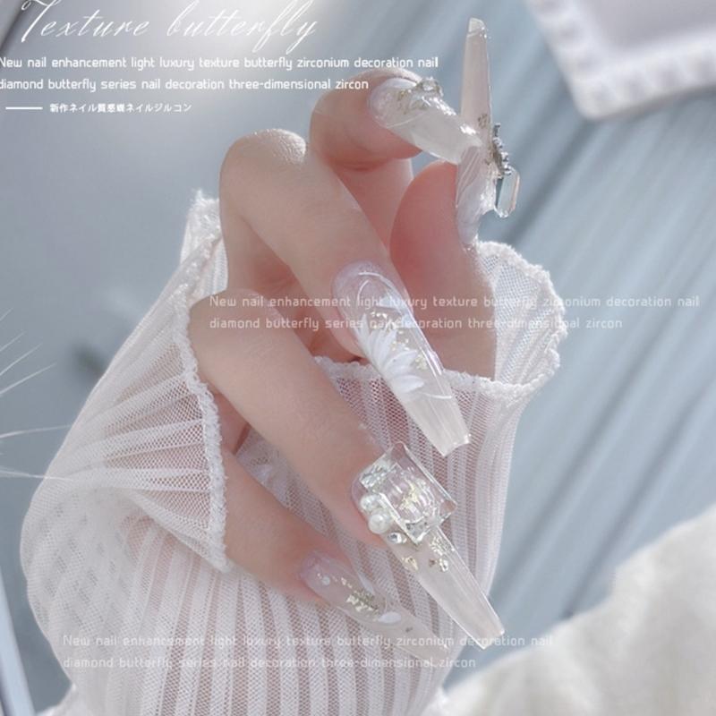 5Pcs Pointed Bottom Nail Rhinestones Mini Diamond Nail Charms 3D Crystal Gems Jewelry DIY Manicures Nail Decoration