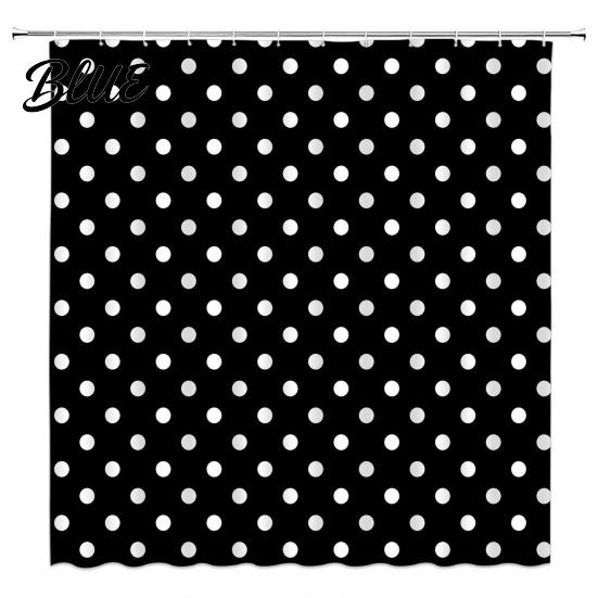 Standard Size Shower Fabric Bathroom Dot with Curtain Curtains Polka Hooks Waterproof Curtain Retro Bath Modern Decoration Accessories for