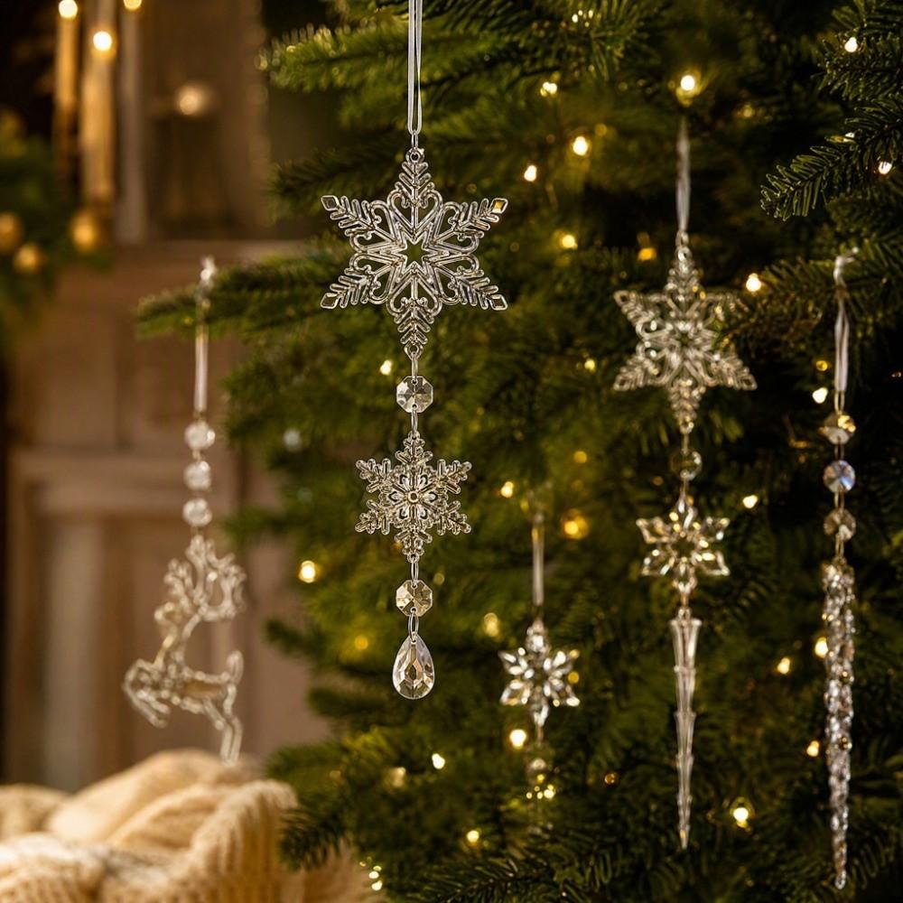 8Pcs Transparent Acrylic Christmas Tree Icicle Decor Suspended Decorations Crystal-Style Christmas Hanging 8PCS
