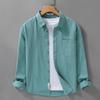 Spring and Summer Long Sleeve Mens Shirts Korean Version Solid Color Slim Shirts Comfort Pure Cotton Turn Down Collar Solid Color Casual Tops