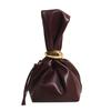 Retro Inspired Women's Handbag With Wristlet Sleeve Practical PU Bucket Bag Evening Purse for Cocktail Party  Burgundy