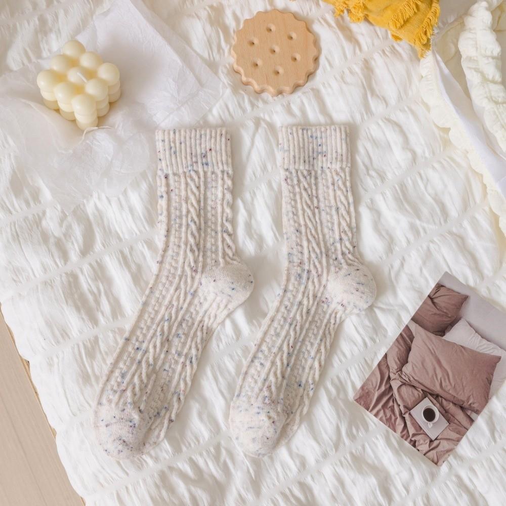 Skarpetki zimowe w jednolitym kolorze zatrzymujące ciepło, skarpetki do połowy łydki, nowe pluszowe skarpetki wełniane dla kobiet i dziewcząt
