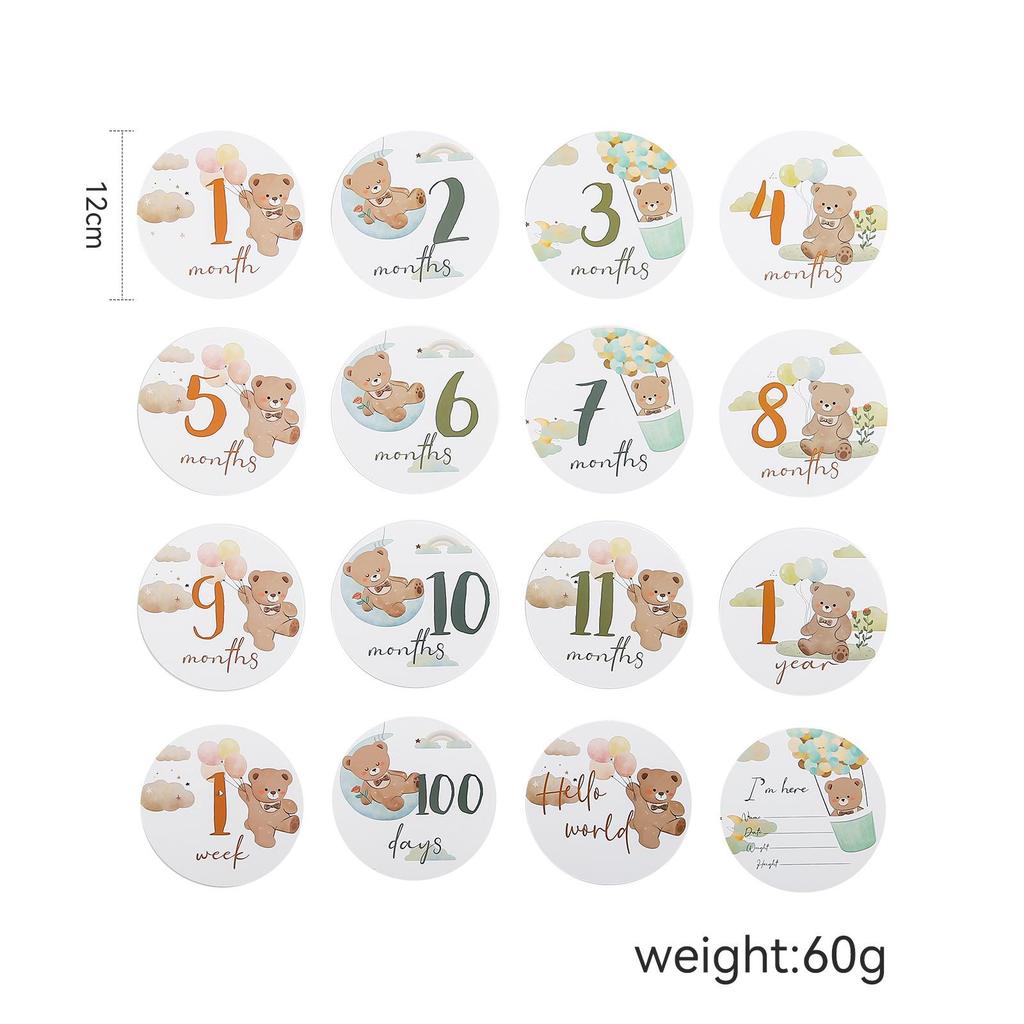 Little Bear Milestone Cards: 1-12 Months & Hundred Days Commemorative Photo Props