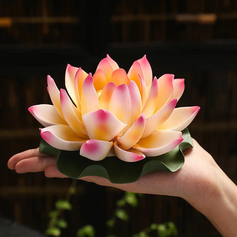 Y Ceramic Lotus Handicraft Incense Burner for Stick Incense Sandalwood Lavender Incense Holder Home Decoration Desktop Ornament