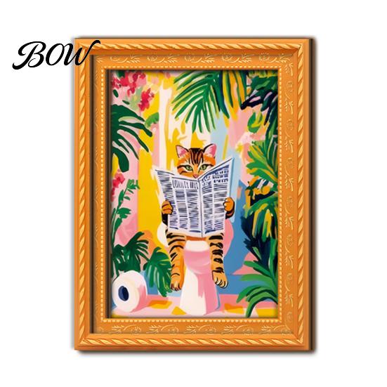 Artistic Wall Decor for Metal Cabinets Cute Cat Magnetic Fridge Magnet, Vintage Wooden Picture Frame, Fun Flexible Frames Desk Scene Cabinets,