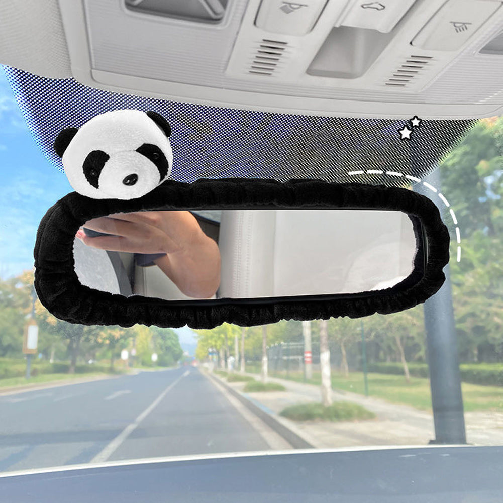 Cute Car Rearview Mirror Cover Cartoon Plush Rabbit Heart Auto Rear View Mirror Decoration Rear View Mirror Case Accessories