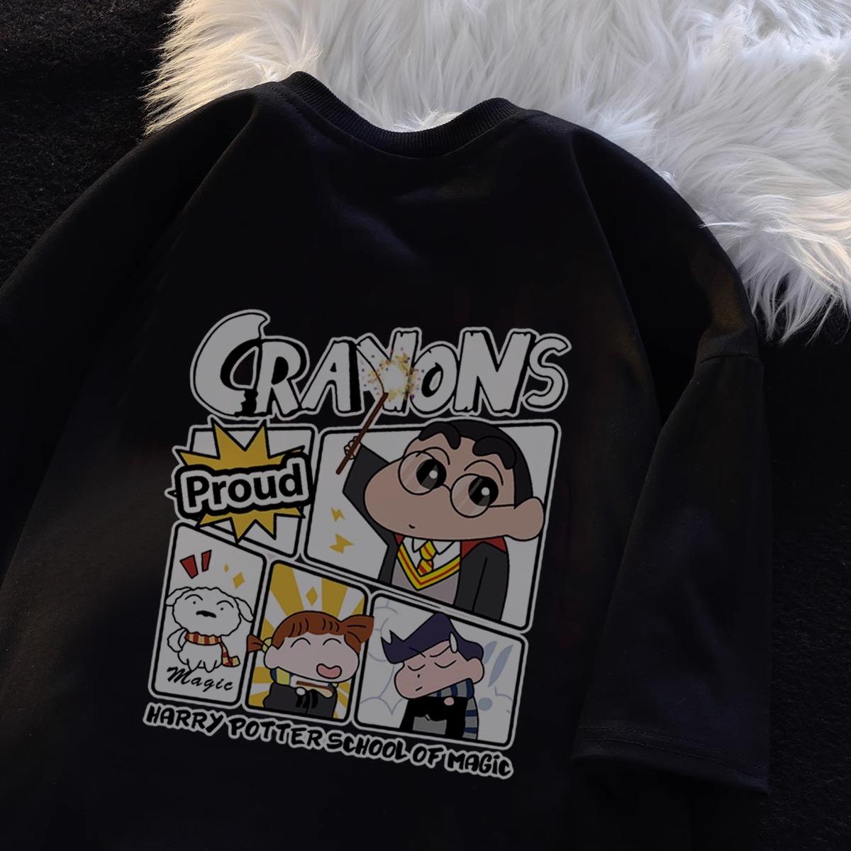 

Волшебный Мелок.н Женская футболка Xiaoxin Хлопок-Посадка Повседневная Милая футболка Аниме Футболка с приспущенными плечами Уличная Повседневная Короткий рукав 4XL