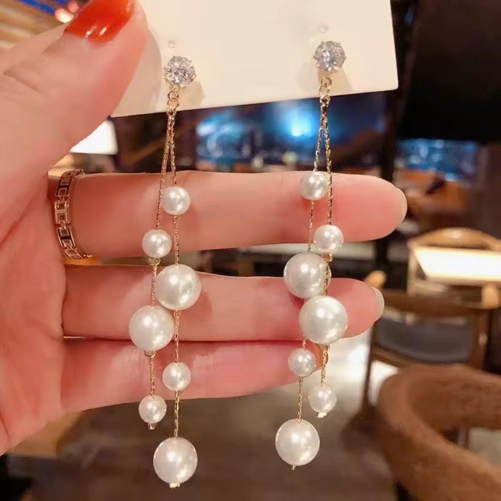 Women s Large & Small Imitation Pearl Dangle Earrings Beads Tassel Long Drop Wedding Jewelry Earrings