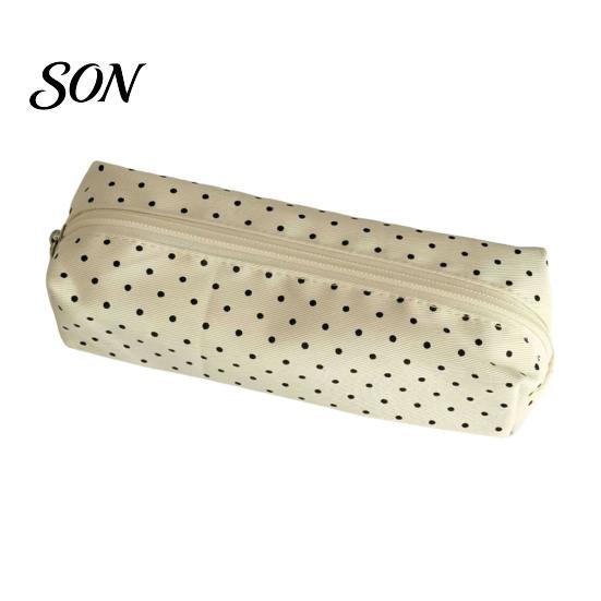 Borsa Cosmetica Portatile per Donna Astuccio a Pois, Custodia Organizer in Tessuto per Cancelleria, Portapenne Multiuso Carino per Trucco Scuola con Zip
