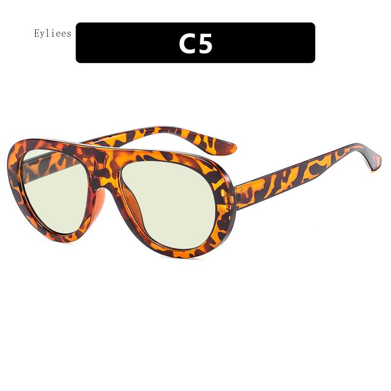 Retro Round Sunglasses for Women Men Vintage Oversized Pilot Frame Tea Color Lens UV400 Luxury  Trend Unisex Shades