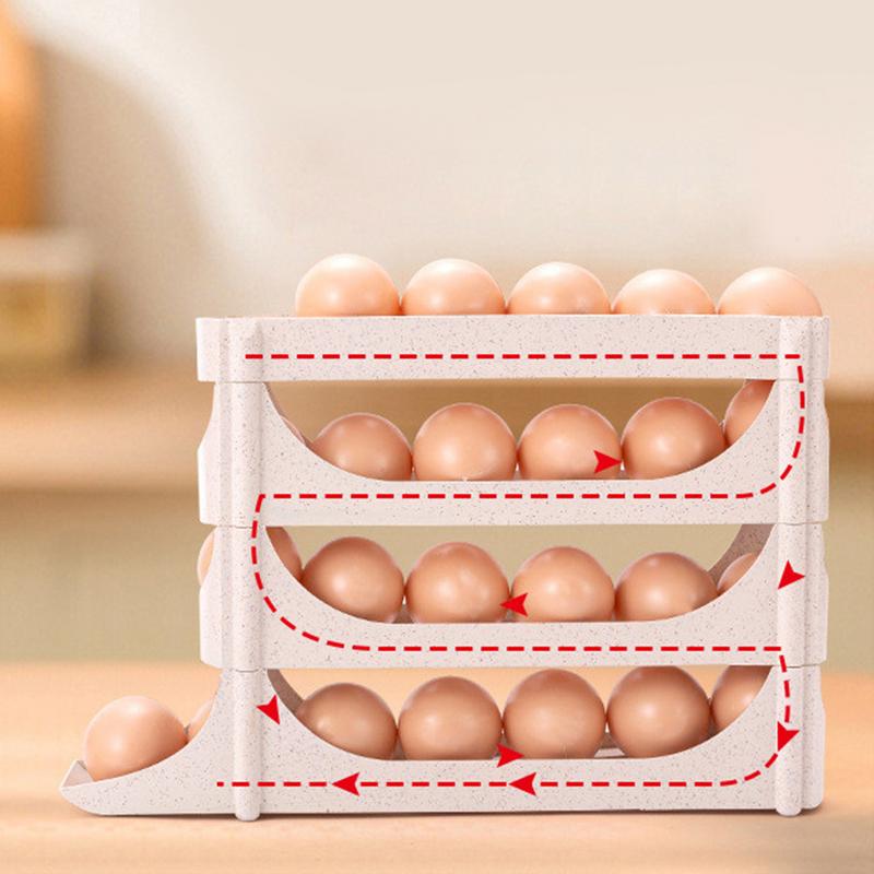 4 Tier Egg Holder Egg Dispenser Holder Automatic Egg Rolling Rack Eggs Storage Rack Egg Distributor Egg Storage Rack For Kitchen