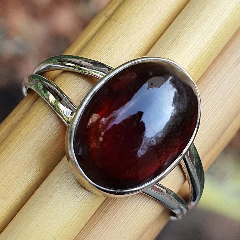 Garnet Gemstone Ring, Solid 925 Sterling Silver Ring, Handmade Jewelry, Oval Cabochon Ring, Women Ring, Valentine Gift