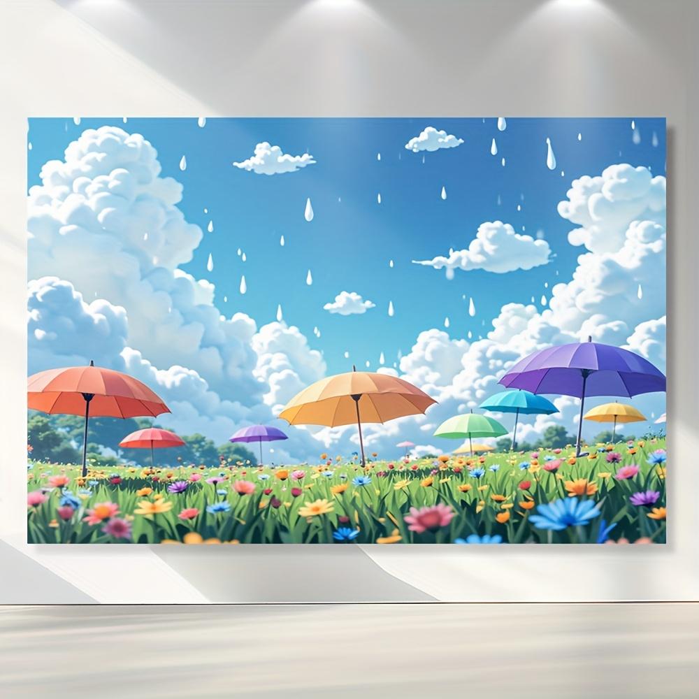 1 image - Rainy scene background picture, suitable for living room, bedroom, office, birthday celebration and home decoration