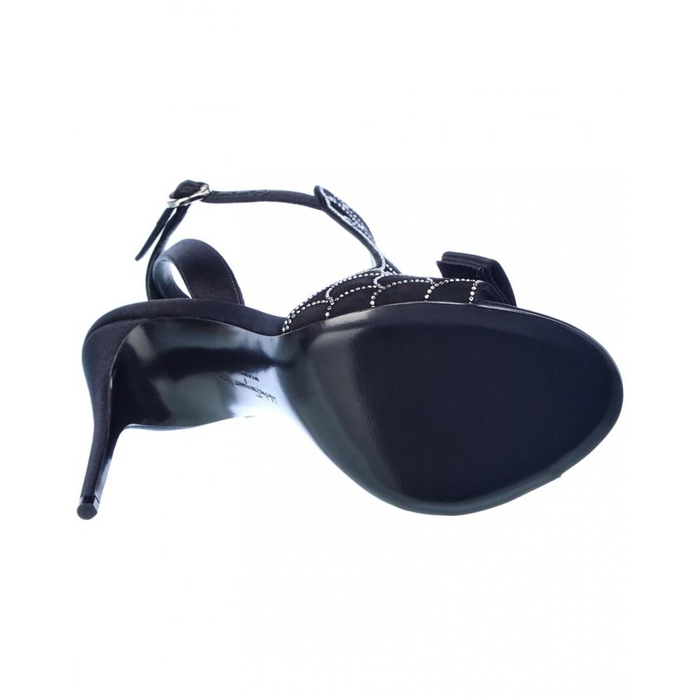 Ferragamo Salvatore Ferragamo Lascari Satin   Suede Sandal Black