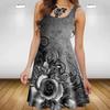 Sleeveless Floral Pattern Women Casual Mini Dresses Summer 3D Printed Street Trend Ladies Flower Dress Loose Dress