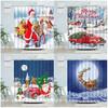 Christmas Shower Curtains Funny Santa Clause Elk Red Truck Moon Winter Landscape New Year Fabric Bathroom Decor Bath Curtain Set