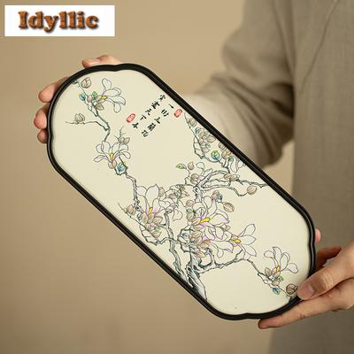 White Magnolia Tea Tray Japanese Cuisine Table Coffee Storage Board Coffeeware Teaware Dishes For Serving Chinese Tea Set Gift