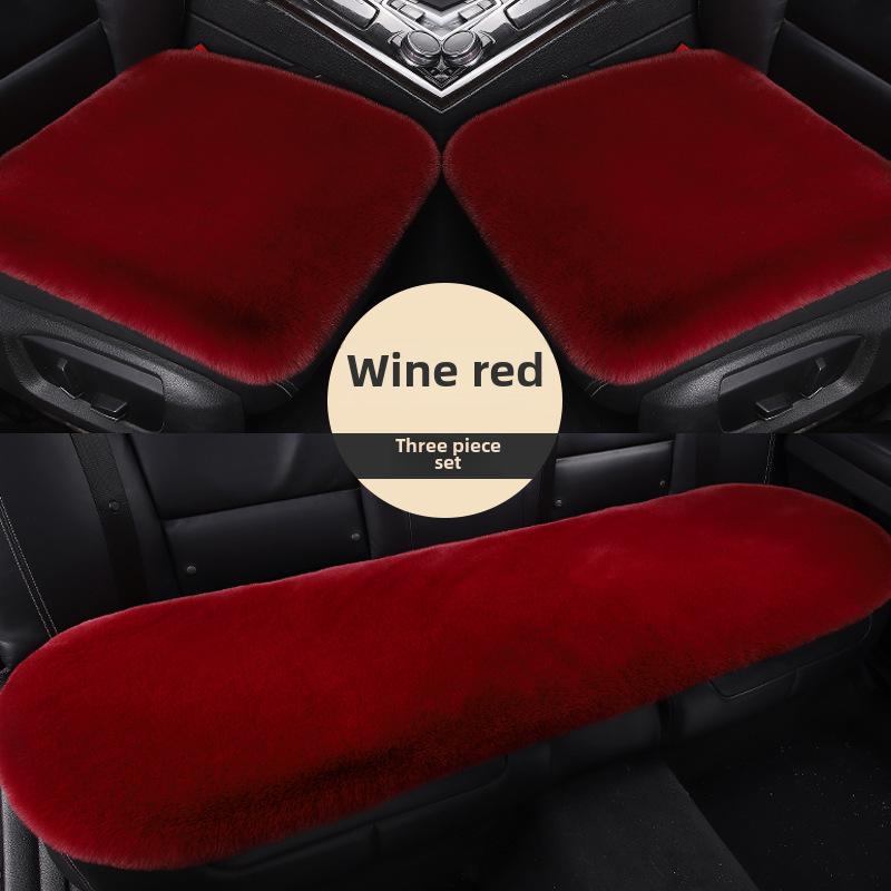 Universal Plush Winter Car Seat Cushion Set - Thick, Warm, Three-Piece, 1200g