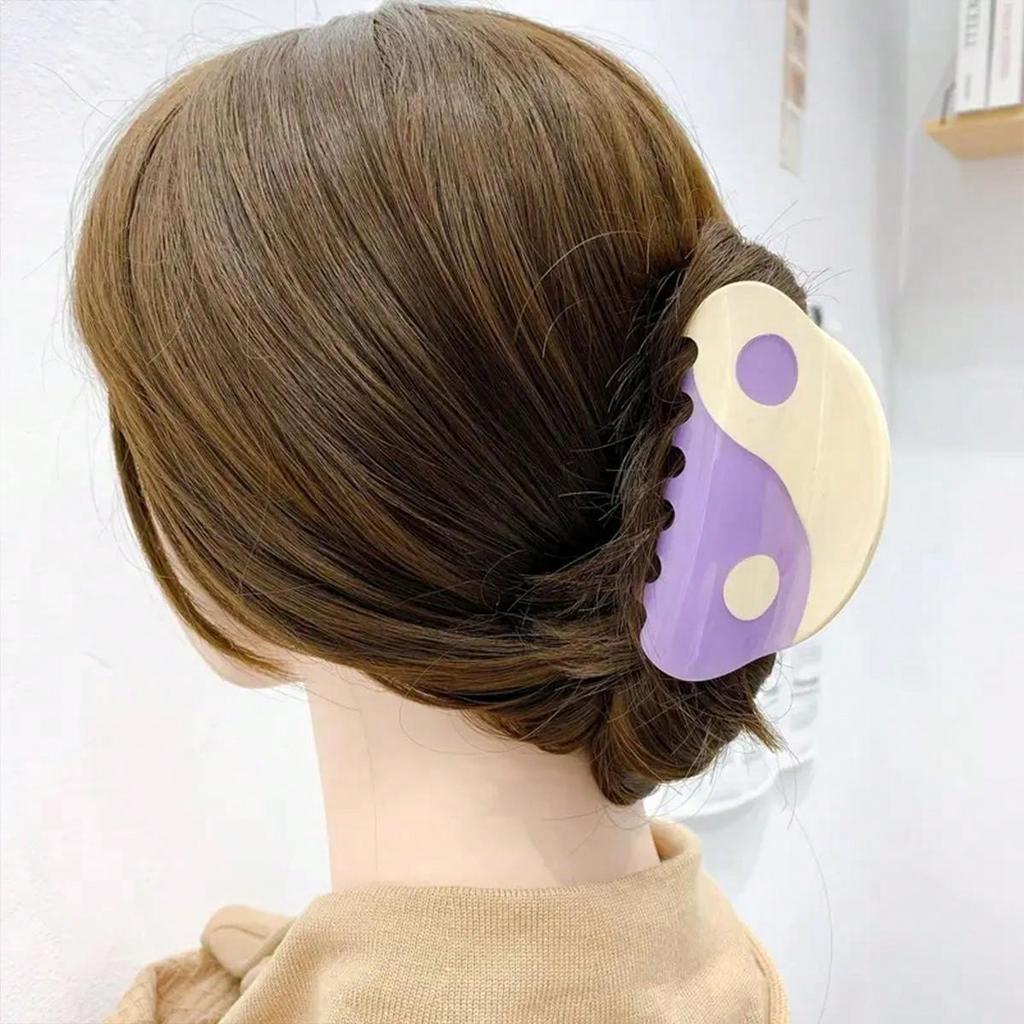 1pc Retro Yin Yang Pattern Acetate Hair Claw Clip Anti Slip Strong Grip Claw Clip Women's Headpiece