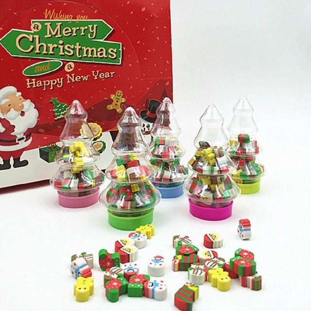 1bottle Christmas Gift Santa Tree Mini Eraser Kawaii  Students Stationery School Supplies