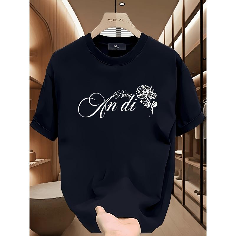 

European sizes Trendy Brand Printed Short-sleeved T-shirt Men s Summer New Casual Large-size Loose Versatile Top 4XL чорний