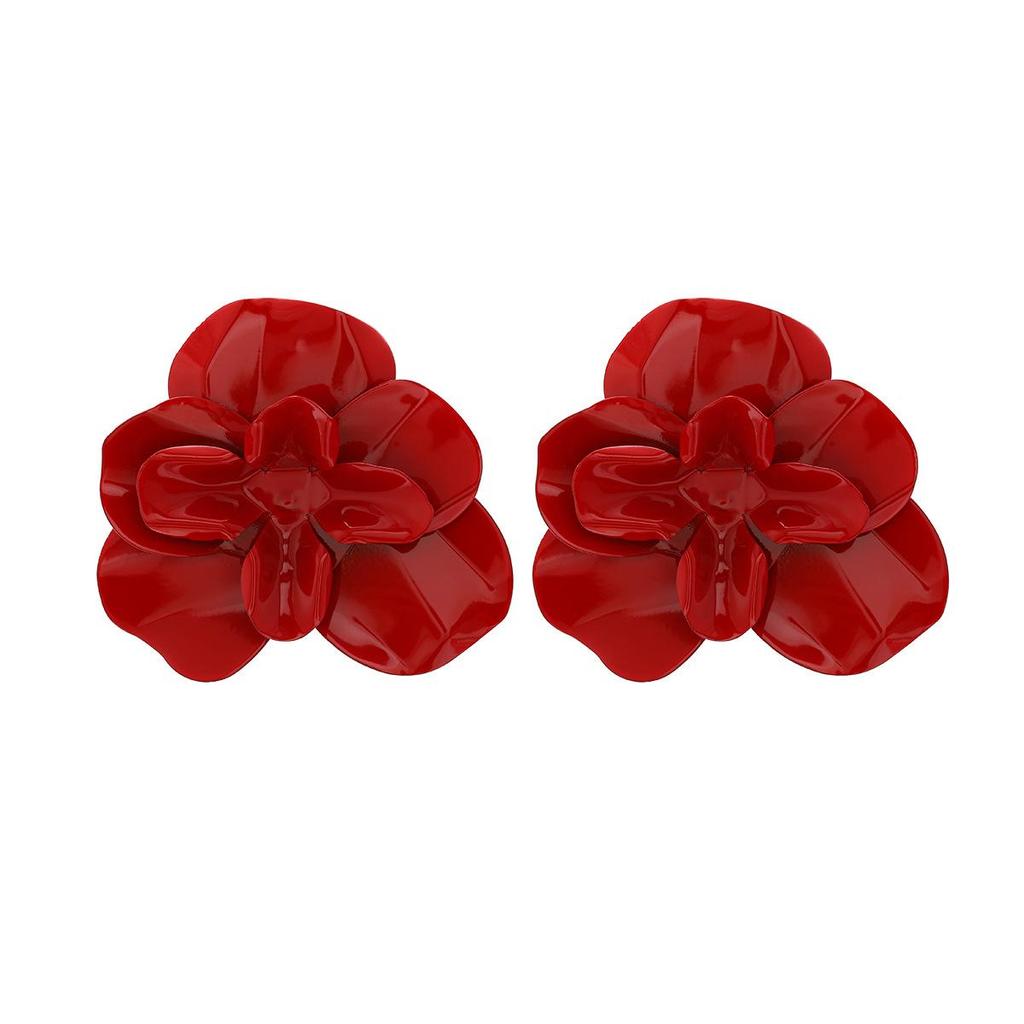 Pinkdudu Candy Color Zinc Alloy Layered Flower Stud Earrings Drip Glazing Earring Summer Jewelry PD2196