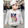 Kids Crewneck Long Sleeve Sweatshirt, Cute Cartoon Bulldog Puppy Print