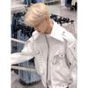 Men's High-End White Leather Motorcycle Jacket - American Retro Spring/Autumn Trend