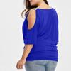 Plus Size Women Cold Shoulder Loose Casual Short Sleeve Shirt Tops Blouse Tops
