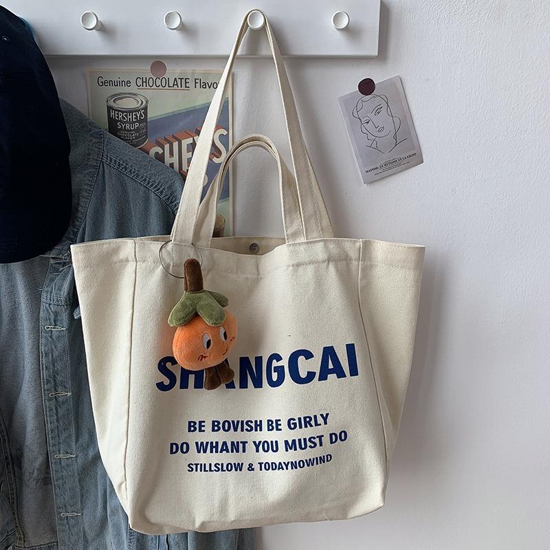 Single Shoulder Lazy Wind Literary Fresh Large Capacity Letters Canvas Bag