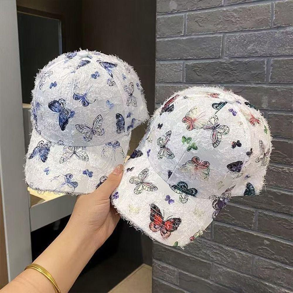 Embroidered Butterfly Korean Style Baseball Cap Versatile Fashion Sun Hat Baseball Cap Daily Use
