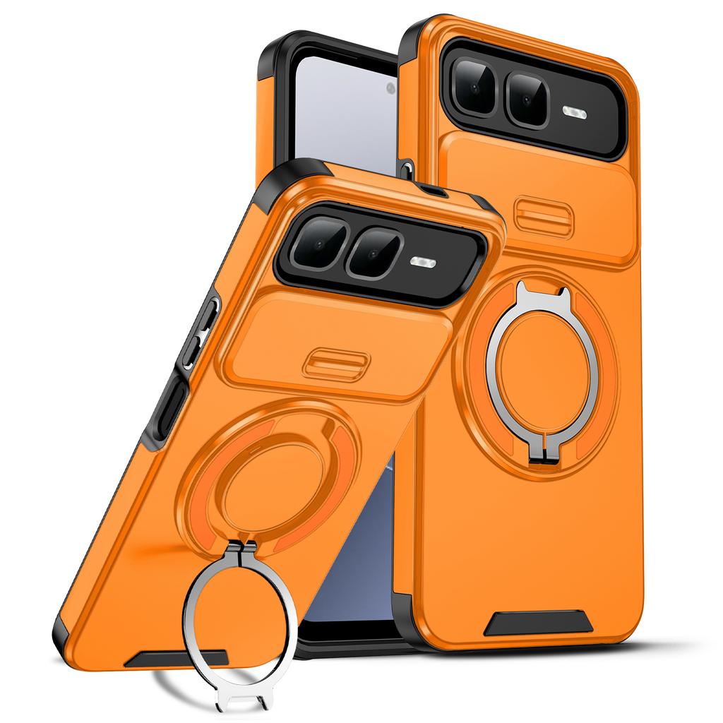 Magnetic Ring Stand Phone Case For Infinix Smart 10 Plus Slide Camera Lens Protection TPU Frame Hard Plastic Back Cover Fundas